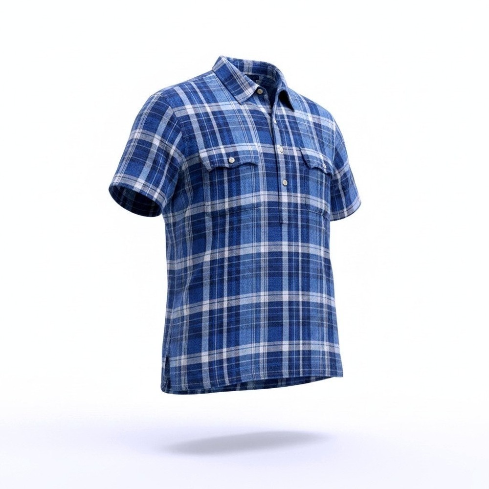 Polo Ralph Lauren Short Sleeve Plaid Linen Shirt Mens Large Blue Multi Plaid